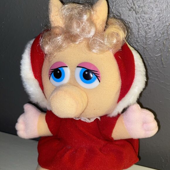 VINTAGE 1987 MUPPET BABY MISS PIGGY PLUSH 10" STUFFED ANIMAL JIM HENSON - Picture 2 of 6